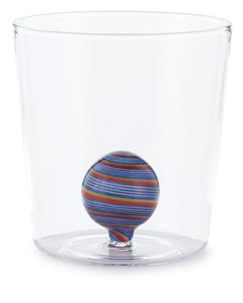 Henriette Bicchiere in Vetro Borosilicato Treasure Collection Sphere con Sfera Blu e Arcobaleno 300 ml.