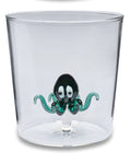 Henriette Bicchiere in Vetro Borosilicato Treasure Collection Deep Sea con Polpo Verde 300 ml.
