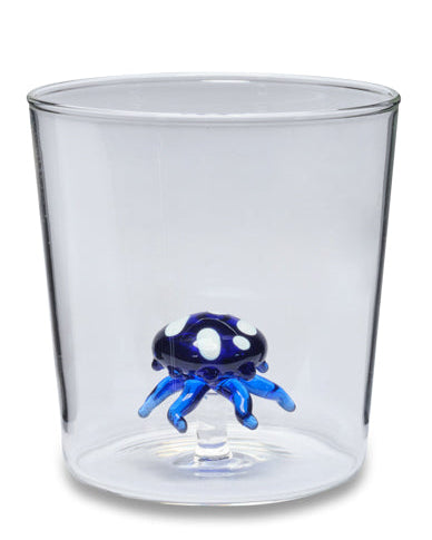 Henriette Bicchiere in Vetro Borosilicato Treasure Collection Deep Sea con Medusa Blu 300 ml.