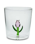 Henriette Bicchiere in Vetro Borosilicato Treasure Collection Flowers con Fiore Tulipano Rosa 300 ml.
