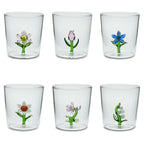 Henriette Bicchiere in Vetro Borosilicato Treasure Collection Flowers con Fiore Blu 300 ml.