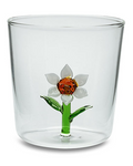 Henriette Bicchiere in Vetro Borosilicato Treasure Collection Flowers con Fiore Bianco 300 ml.