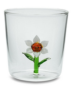 Henriette Bicchiere in Vetro Borosilicato Treasure Collection Flowers con Fiore Bianco 300 ml.