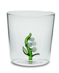 Henriette Bicchiere in Vetro Borosilicato Treasure Collection Flowers con Muchetti Bianchi 300 ml.