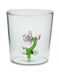 Henriette Bicchiere in Vetro Borosilicato Treasure Collection Flowers con Fiore Rosa con Bocciolo 300 ml.