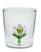 Henriette Bicchiere in Vetro Borosilicato Treasure Collection Flowers con Fiore Rosa 300 ml.