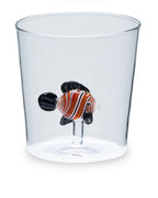 Henriette Bicchiere in Vetro Borosilicato Treasure Collection Rainbow Fish con Pesce e Pinne Nere 300 ml.