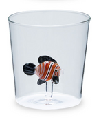 Henriette Bicchiere in Vetro Borosilicato Treasure Collection Rainbow Fish con Pesce e Pinne Nere 300 ml.