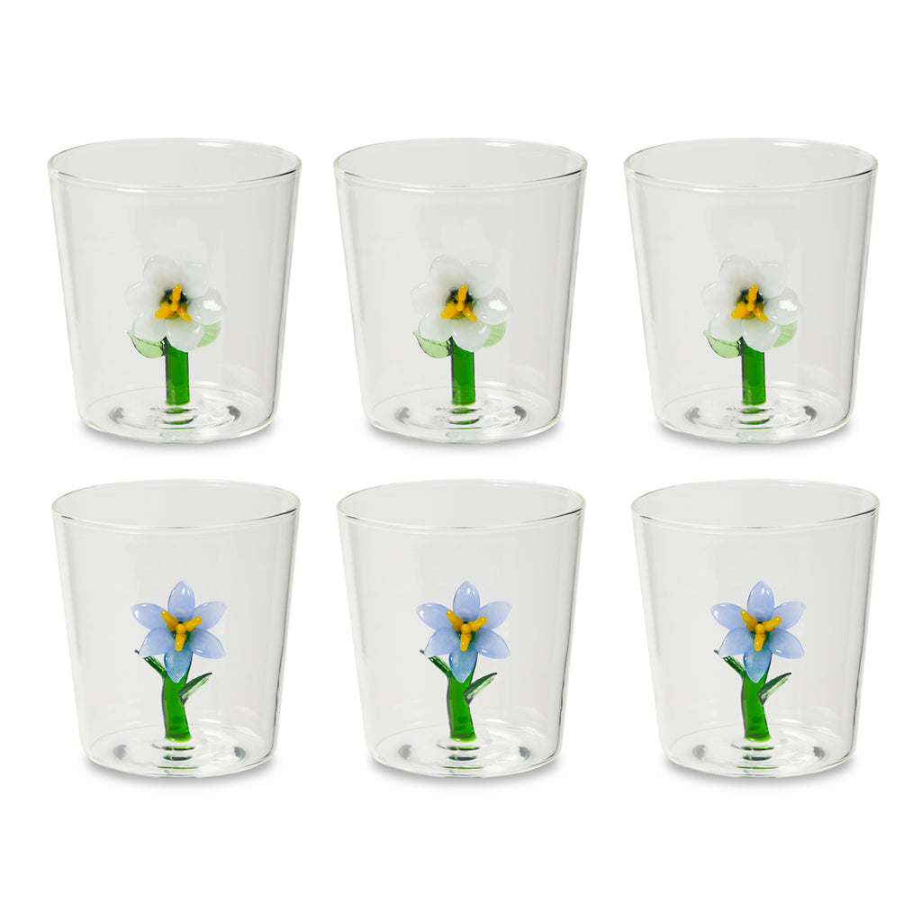 Henriette Bicchiere in Borosilicato con Fiore 300 ml.