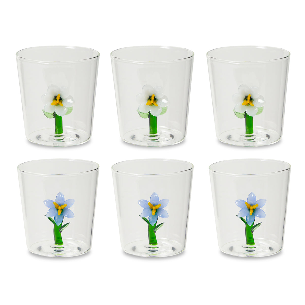 Henriette Bicchiere in Borosilicato con Fiore 300 ml.