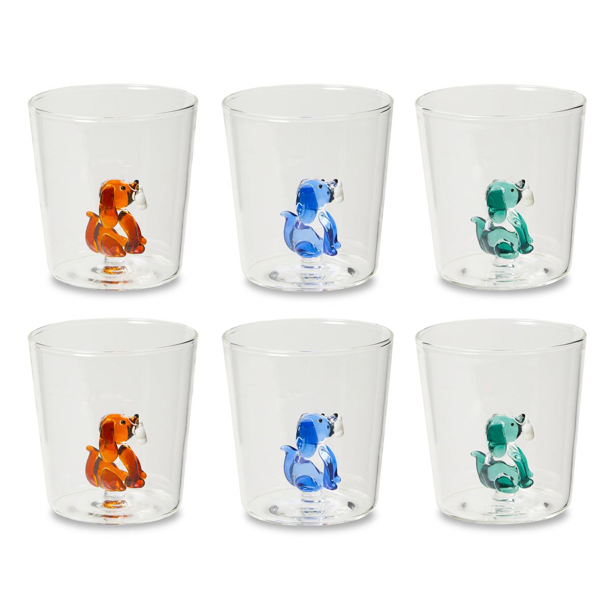 Henriette Bicchiere in Vetro Borosilicato Treasure Collection Dog con Cane Verde 300 ml.