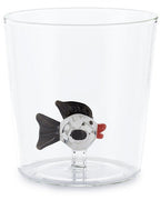 Henriette Bicchiere in Vetro Borosilicato Treasure Collection Clown Fish con Pesce e Pinne Nere 300 ml.