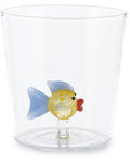 Henriette Bicchiere in Vetro Borosilicato Treasure Collection Clown Fish con Pesce e Pinne Azzurre 300 ml.