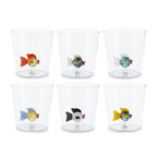 Henriette Bicchiere in Vetro Borosilicato Treasure Collection Clown Fish con Pesce e Pinne Nere 300 ml.