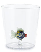 Henriette Bicchiere in Vetro Borosilicato Treasure Collection Clown Fish con Pesce e Pinne Verdi 300 ml.