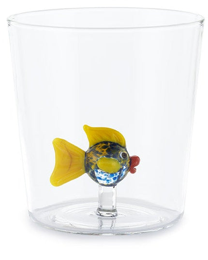 Henriette Bicchiere in Vetro Borosilicato Treasure Collection Clown Fish con Pesce e Pinne Gialle 300 ml.
