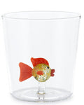 Henriette Bicchiere in Vetro Borosilicato Treasure Collection Clown Fish con Pesce e Pinne Arancioni 300 ml.