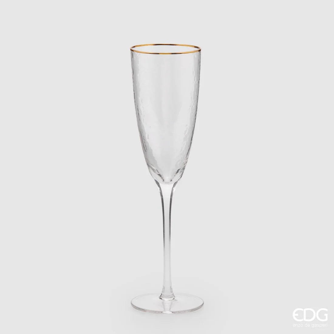 EDG Enzo De Gasperi Set 6 Calici Flute Goldrim in Vetro H26 Ø7 cm. — 260 ml