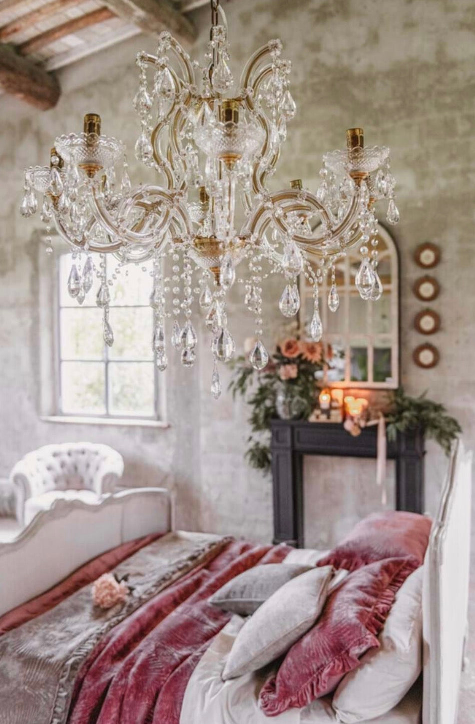 Blanc MariClò Lampadario Luce di Taglio Collection in Metallo Vetro Cristallo 15 Luci E14 90x90x80 cm.