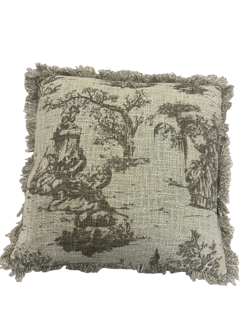 Blanc MariClò Cuscino Quadrato con Frange in Cotone Verde Salvia 45x45 cm.