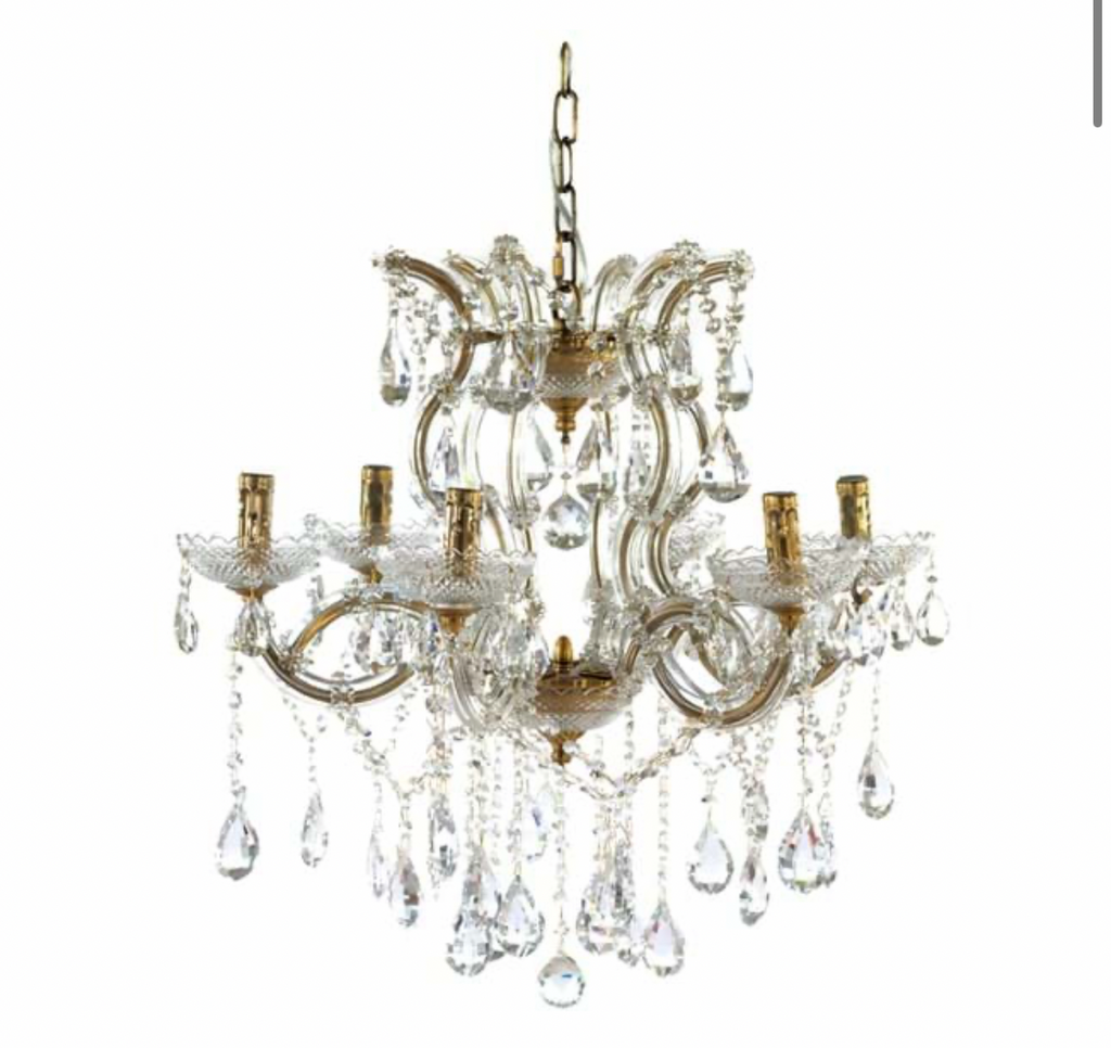 Blanc MariClò Lampadario Luce di Taglio Collection in Metallo Vetro Cristallo 6 Luci E14 60x60x55 cm.
