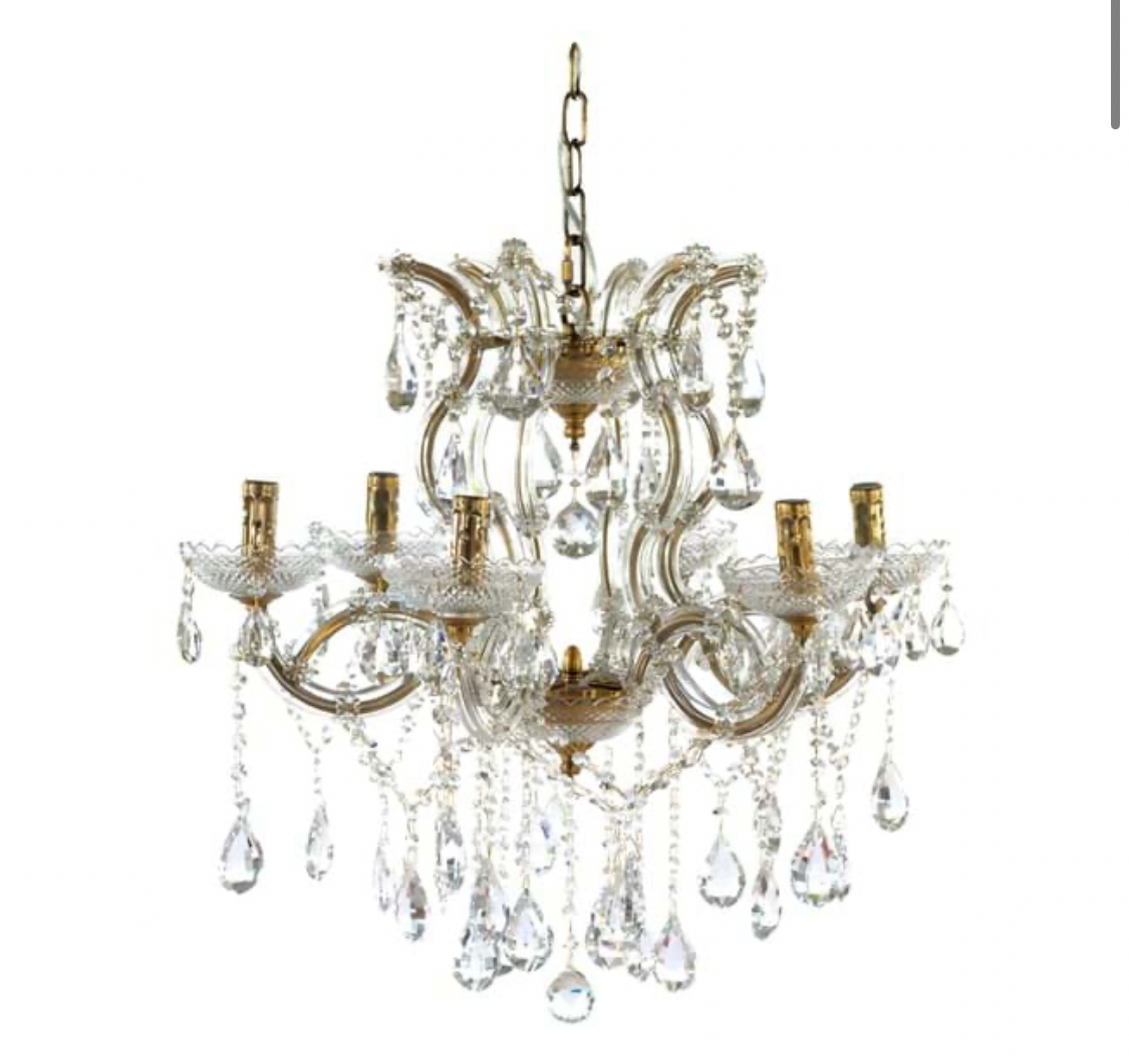 Blanc MariClò Lampadario Luce di Taglio Collection in Metallo Vetro Cristallo 6 Luci E14 60x60x55 cm.
