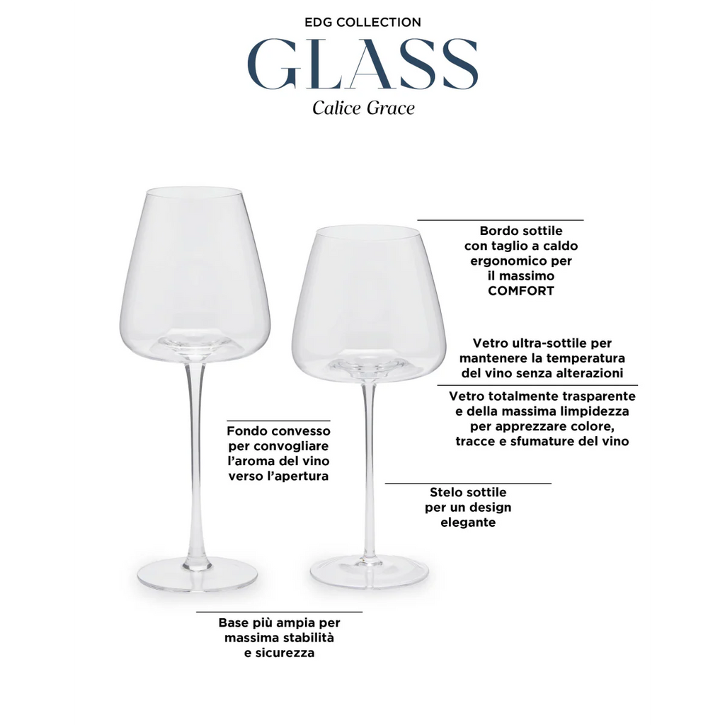 EDG Enzo De Gasperi Set 4 Calici Grace in Vetro H26 Ø10 cm. — 500 ml