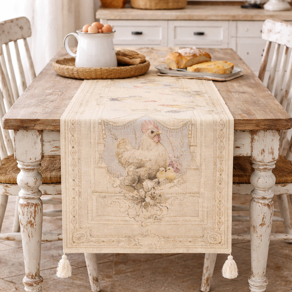 Runner con Ricamo e Nappe Coco Colection 50x160 cm.