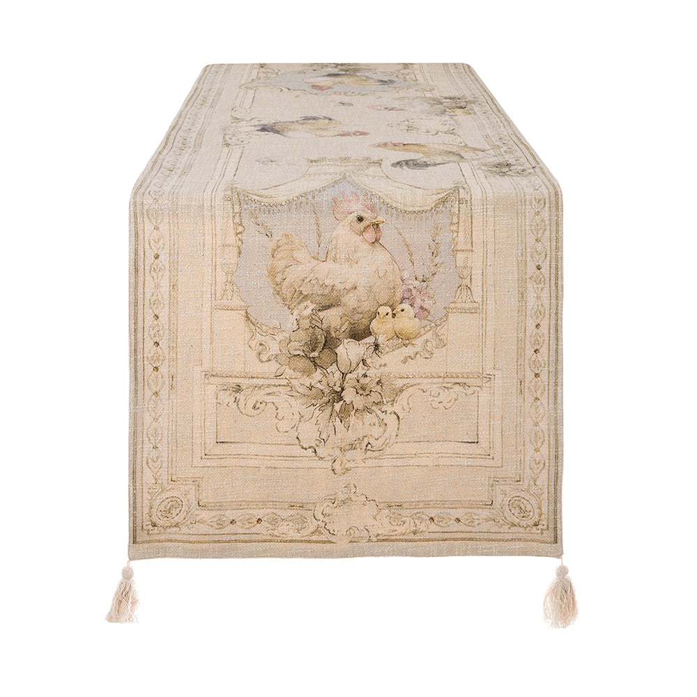 Runner con Ricamo e Nappe Coco Colection 50x160 cm.