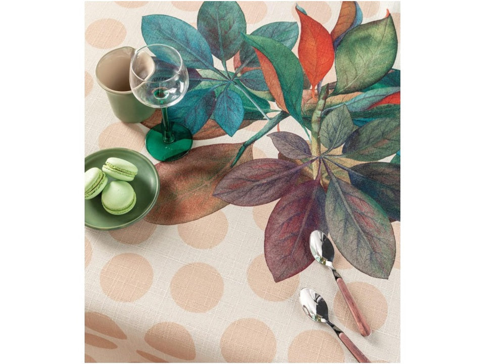 L'Oca Nera Tovaglia Flora Pois in Filato Antimacchia Idrorepellente Made in Italy 155x180 cm.