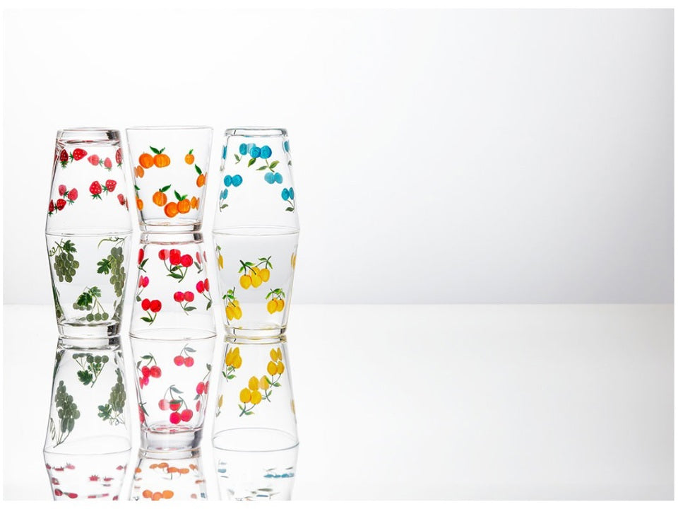 Livellara Milano Set 2 Bicchiere Uva Frutta Fresca Collection in Vetro Dipinto a Mano H10 Ø8 cm. 380ml