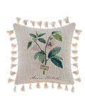 Blanc MariClò Cuscino Le Botanique con Stampa e Nappine in Cotone 30x30 cm.