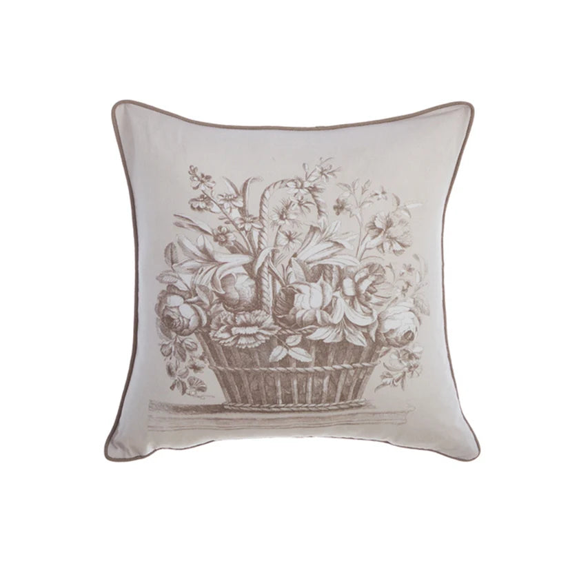 Blanc MariClò Cuscino Arredo Cesto di Frutta Baroque Collection in Cotone e Lino 45x45 cm.