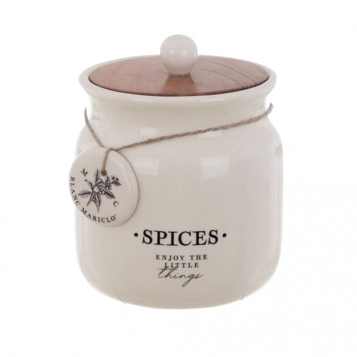 Blanc MariClò Barattolo Spices La Dispensa Collection in Ceramica con Coperchio in Legno
