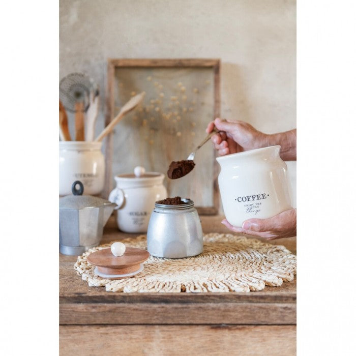 Blanc MariClò Barattolo Coffee La Dispensa Collection in Ceramica con Coperchio in Legno