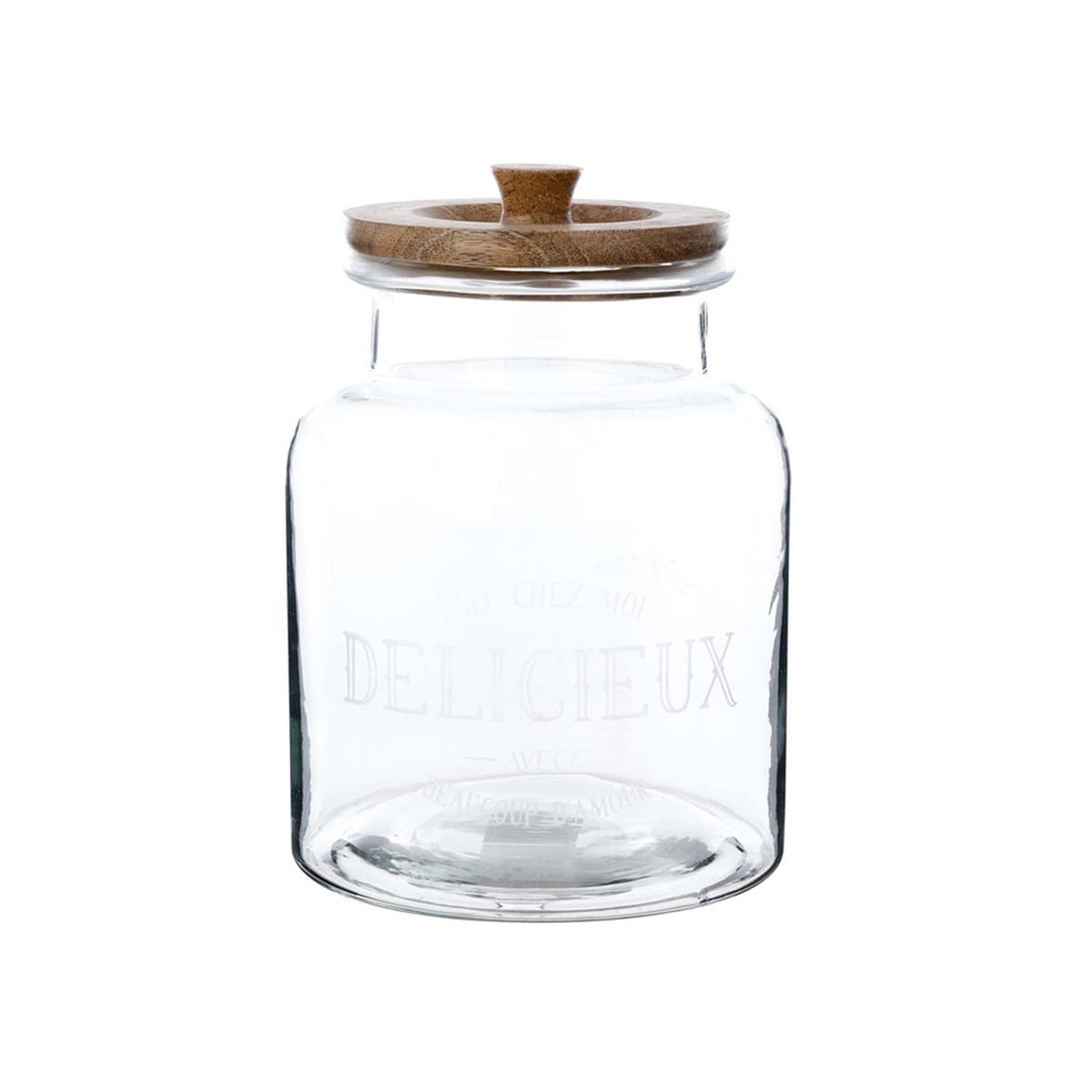 Blanc MariClò Barattolo Délicieux Collection in Vetro e Legno di Mango H. 30 cm. D. 23 cm.
