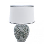 Blanc MariClò Lampada da Tavolo Chinoiserie Collection in Porcellana con Paralume in Lino 35x60x38 cm.