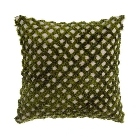 Blanc MariClò Cuscino Ciniglia a Rombi Intrecci Cozy Verde 45x45 cm.