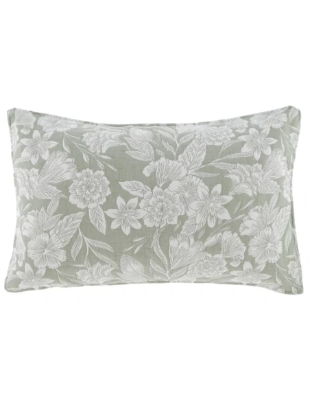 Blanc MariClò Set 2 Copriguanciali Lady Collection in Cotone e Poliestere Verde Floreale 50x80 cm.