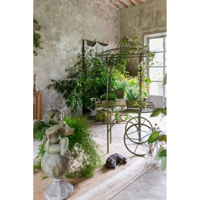 Blanc MariClò Carretto Decorativo Porta Piante Giardino Segreto Collection in Metallo 109,5x193,5x55 cm.