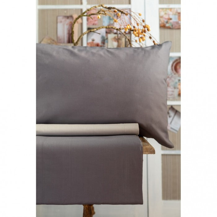 Blanc MariClò Completo Letto 2 Piazze Tuscany Collection in 100% Cotone Grigio 245x300 cm.