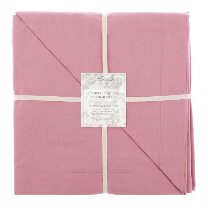 Blanc MariClò Completo Letto 2 Piazze Tuscany Collection in 100% Cotone Rosa 245x300 cm.