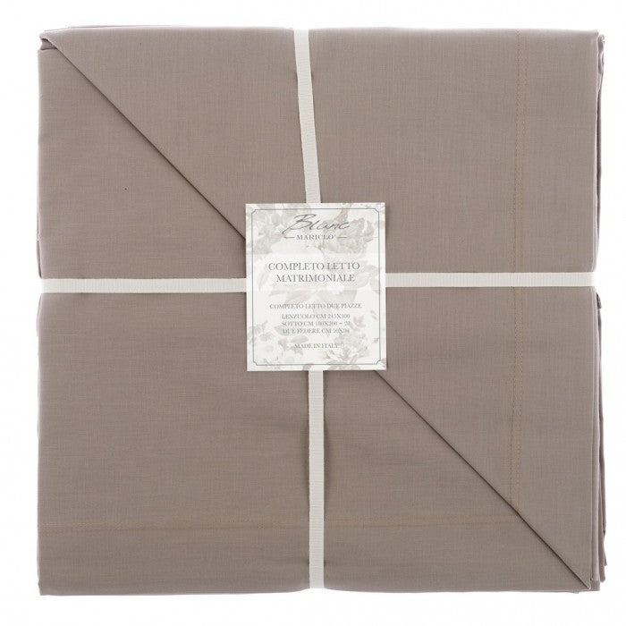 Blanc MariClò Completo Letto 2 Piazze Tuscany Collection in 100% Cotone Fango 245x300 cm.