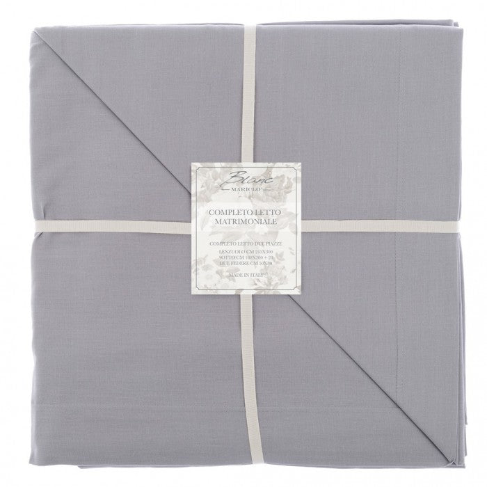 Blanc MariClò Completo Letto 2 Piazze Tuscany Collection in 100% Cotone Grigio 245x300 cm.