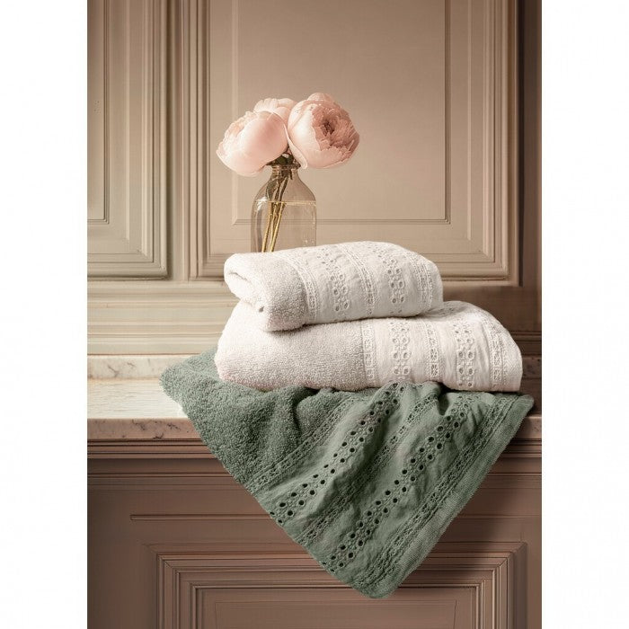 Coppia Asciugamani Sarah Collection 40x60 + 60x110 cm. Verde Chiaro