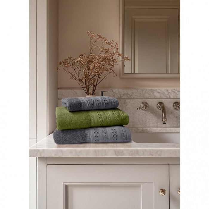 Coppia Asciugamani Sarah Collection 40x60 + 60x110 cm. Verde