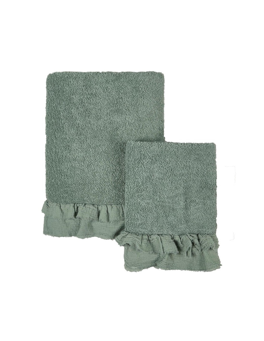 Blanc MariClò Coppia Asciugamani Nuvole di Voile Collection Verde Chiaro 40x60 + 60x110 cm.