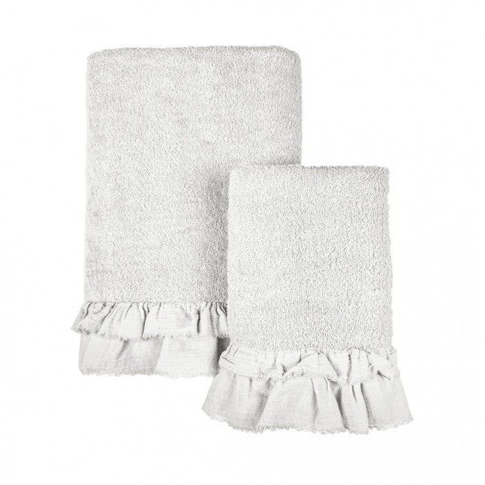 Coppia Asciugamani Nuvole di Voile Collection 40x60 + 60x110 cm. Bianco