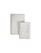 Blanc MariClò Coppia Spugna con Pizzo Merletto Collection in Cotone Panna 40x60+60x110 cm.
