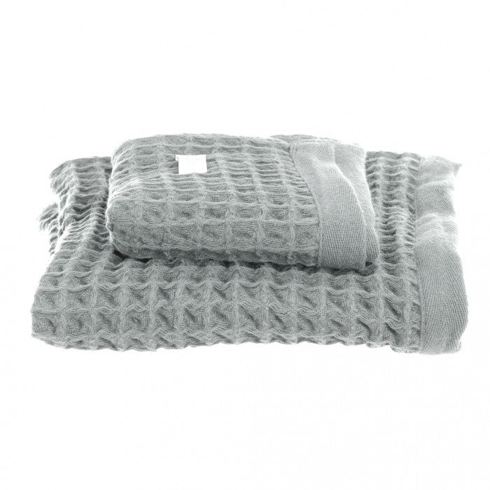 Coppia Asciugamani a Nido d'Ape Sweet Waffle Collection 30x50 + 50x90 cm. Grigio Chiaro